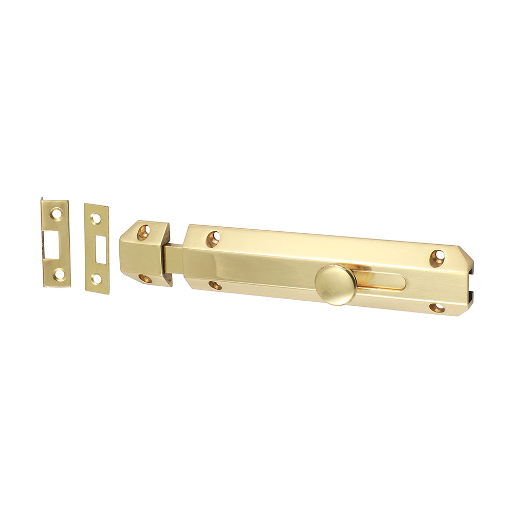 Architectural Flat Section Bolt - Polished Brass - 150 x 35mm - TIMpac of 1