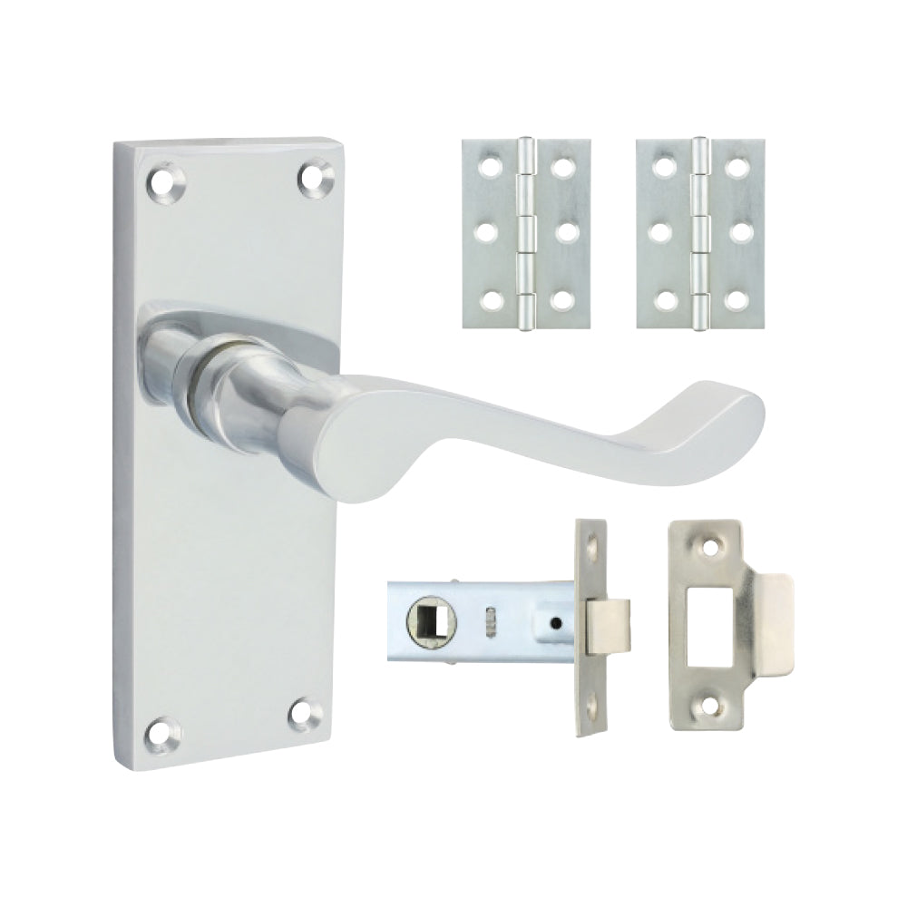 Victorian Scroll Latch Door Pack - Satin Chrome - Mixed - Box of 1