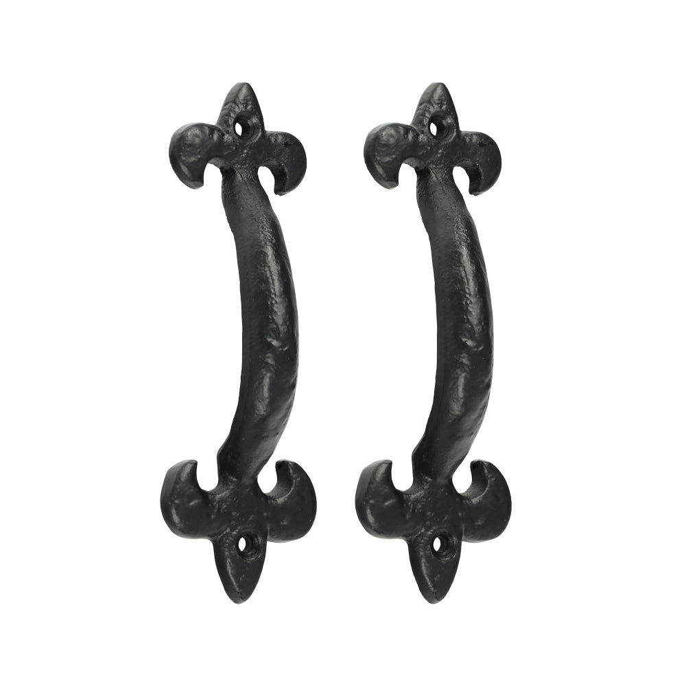 Fleur De Lys Pull Handle - Antique Black - 6" - Bag of 1