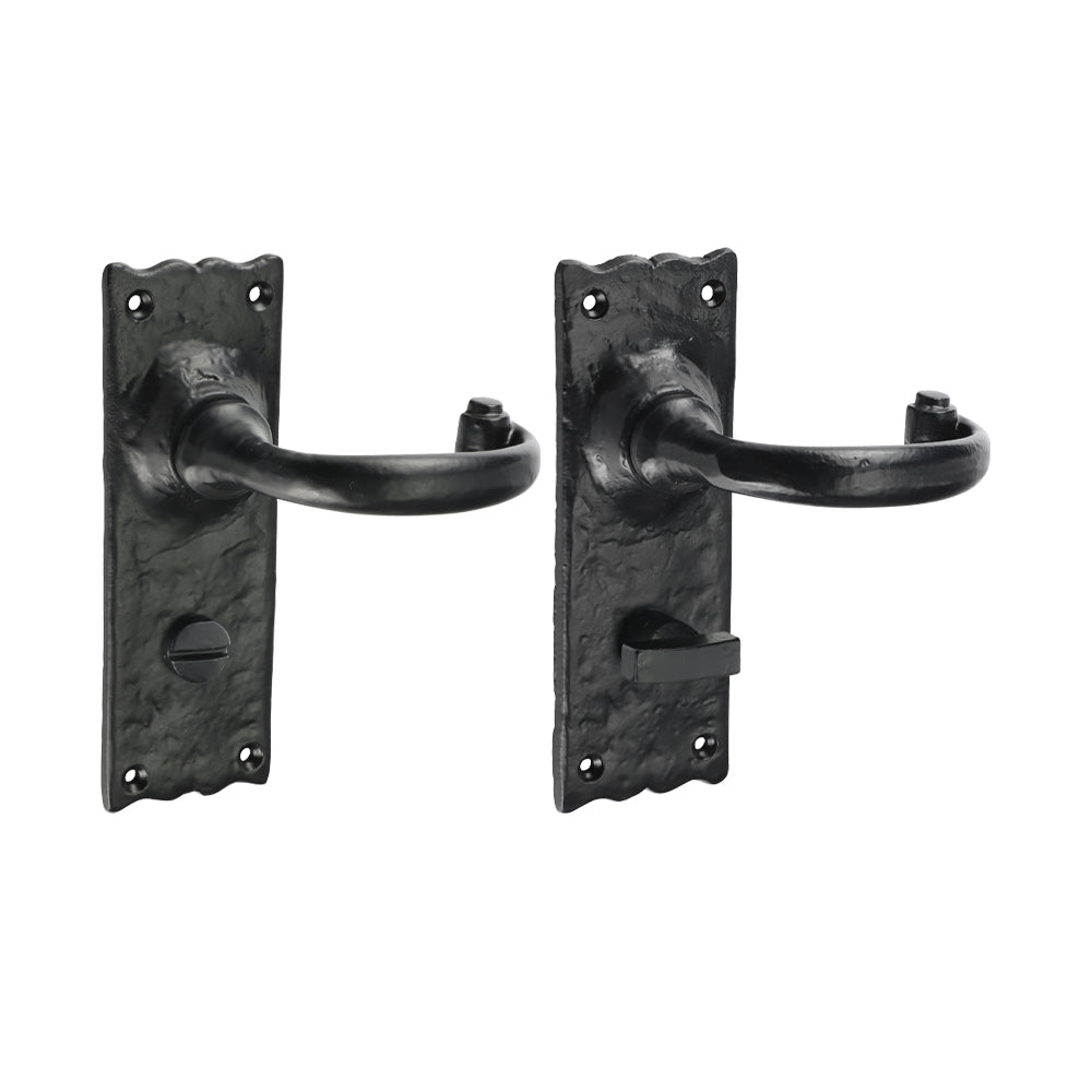 Traditional Bathroom Lock Handle - Antique Black - 155 x 54 - Box of 1