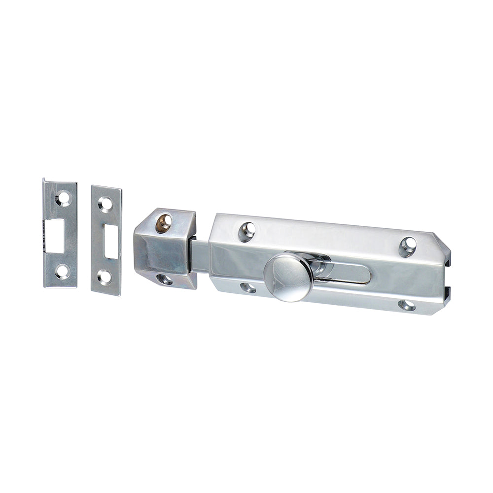 Architectural Flat Section Bolt - Polished Chrome - 100 x 35mm - TIMpac of 1