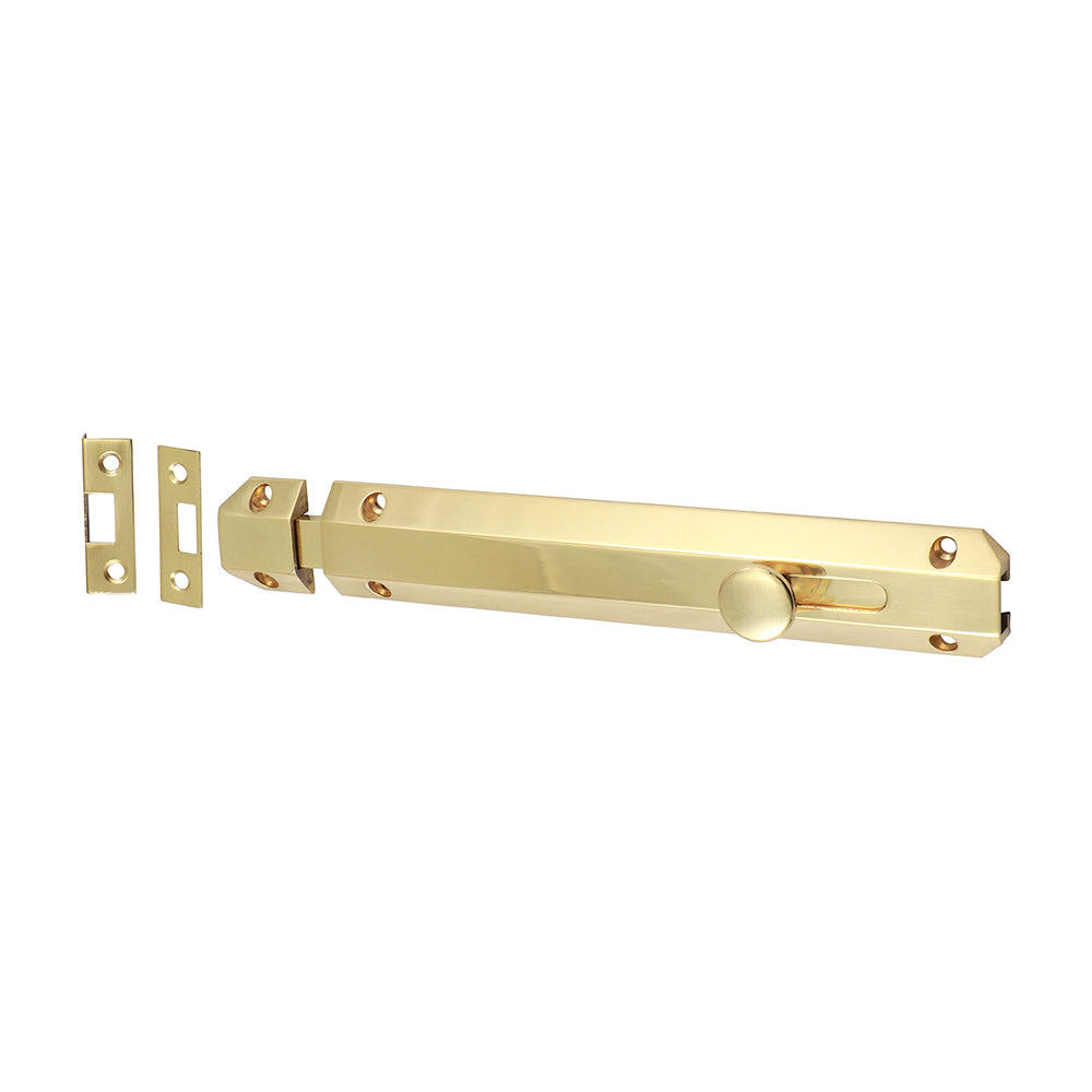 Architectural Flat Section Bolt - Polished Brass - 210 x 35mm - TIMpac of 1