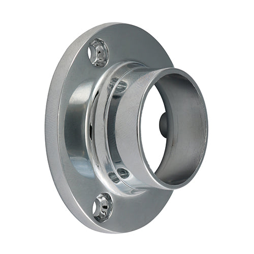 End Socket - For Round Tube - Polished Chrome - 25mm - Bag of 2
