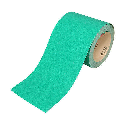Sandpaper Roll - 120 Grit - Green - 115mm x 10m - Roll of 1