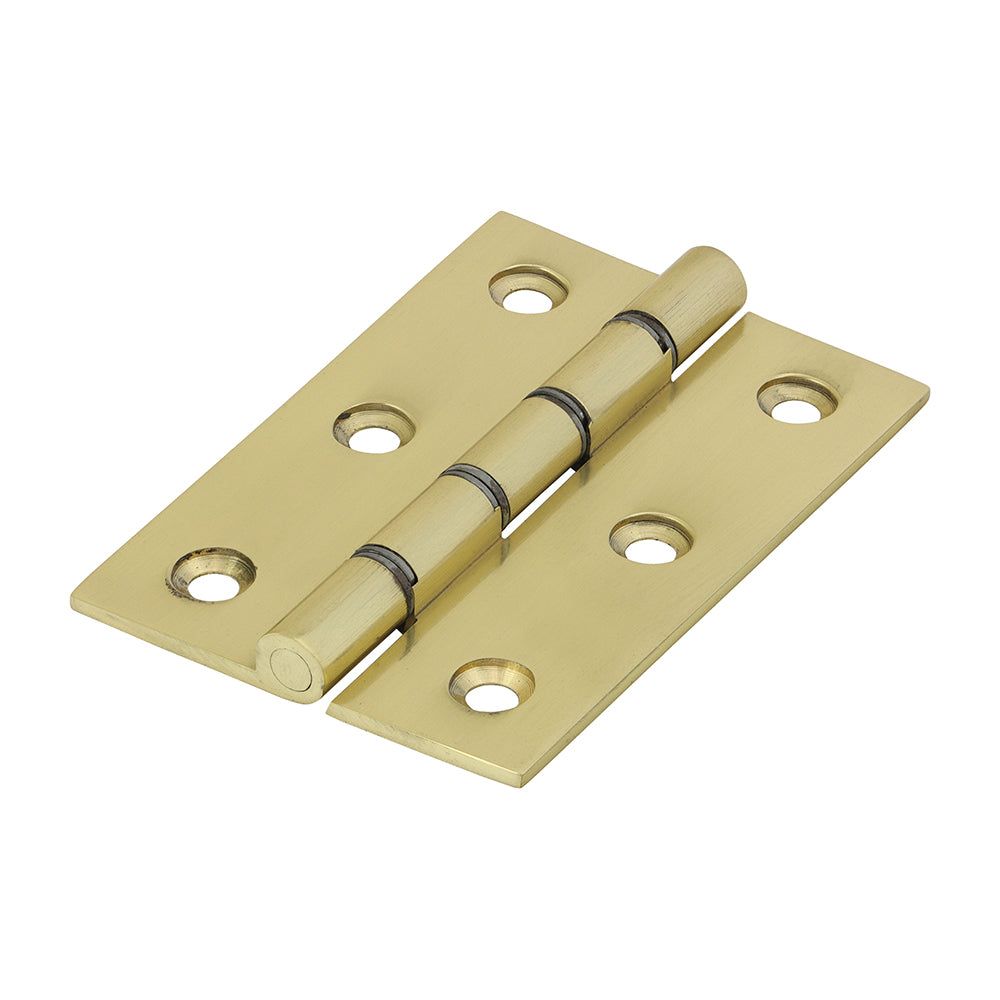Double Steel Washered Butt Hinge - Solid Brass - Polished Brass - 76 x 50 - Bag of 1