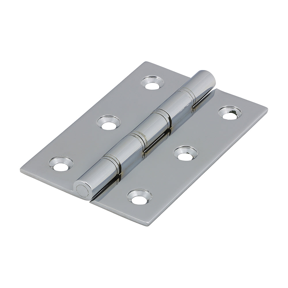 Double Steel Washered Butt Hinge - Solid Brass - Polished Chrome - 76 x 50 - Bag of 1