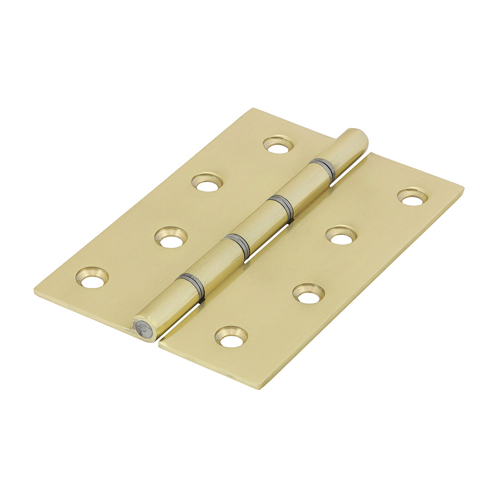 Double Steel Washered Butt Hinge - Solid Brass - Polished Brass - 102 x 67 - Bag of 1