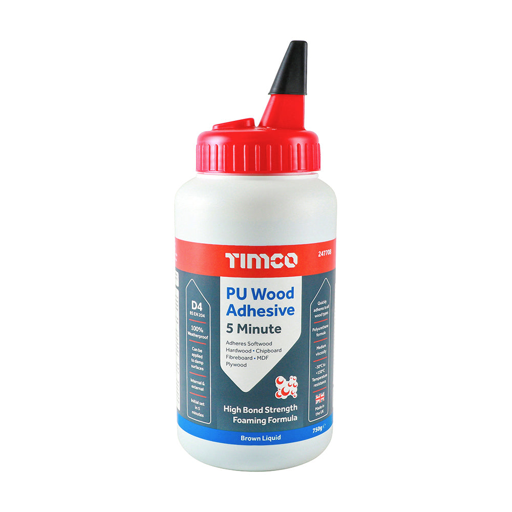 PU Wood Adhesive 5 Minute - Liquid - 750g - Bottle of 1