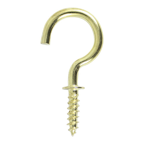 Cup Hooks - Round - Electro Brass - 25mm - TIMpac of 10