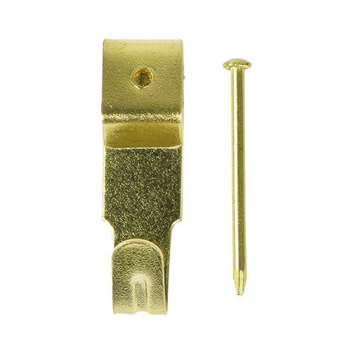 Picture Hanging Hooks - Single - Electro Brass - No.2 Single - TIMpac of 12