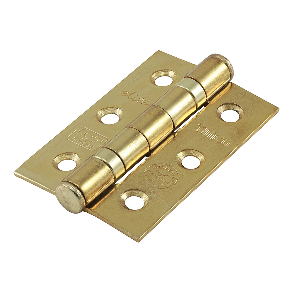 Grade 7 Ball Bearing Fire Door Hinges - Electro Brass - 76 x 50 x 2.0 - TIMpac of 1