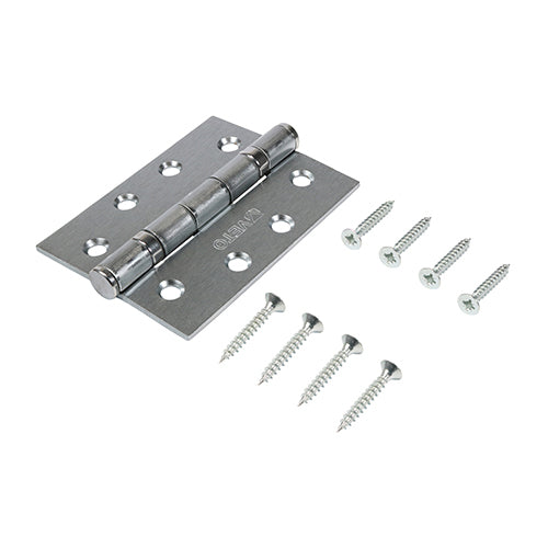 Twin Ball Bearing Hinges - Steel - Satin Chrome - 102 x 76 - Box of 1