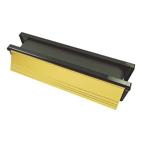 Intumescent Letterbox - Polished Gold - Black Frame - 272 x 70 - Box of 1