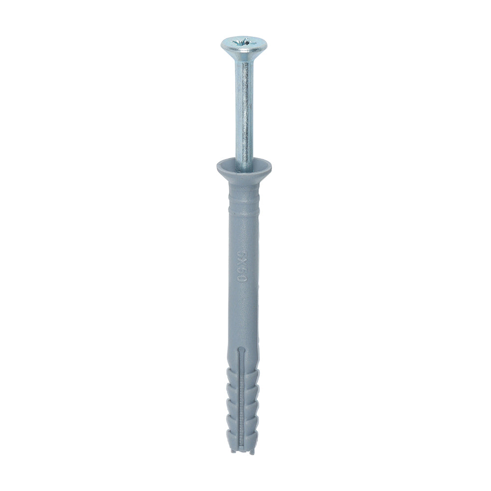 Nylon Hammer Fixing - PZ - Zinc - 5.0 x 50 - Box of 200
