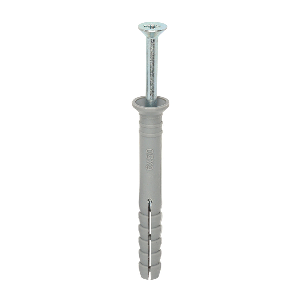 Nylon Hammer Fixing - PZ - Zinc - 6.0 x 50 - Box of 200
