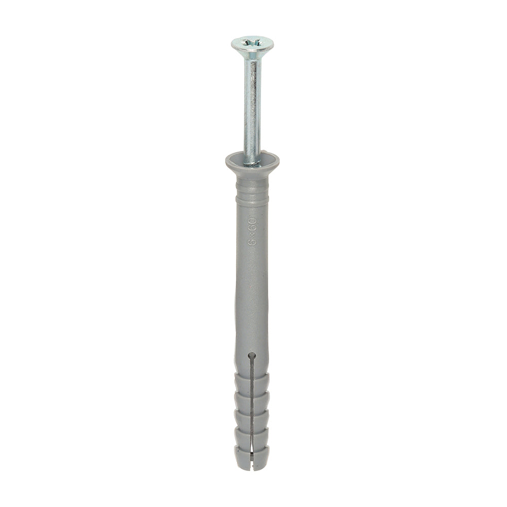 Nylon Hammer Fixing - PZ - Zinc - 6.0 x 60 - Box of 200