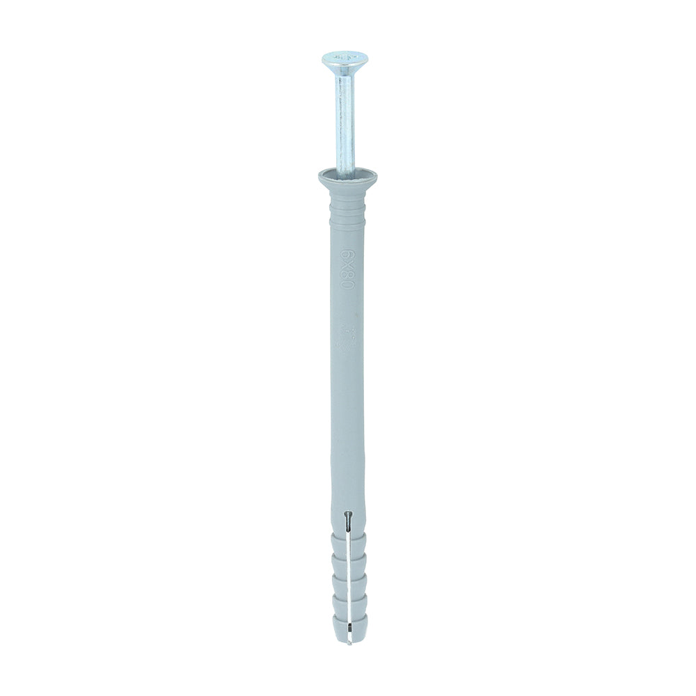 Nylon Hammer Fixing - PZ - Zinc - 6.0 x 80 - Box of 200