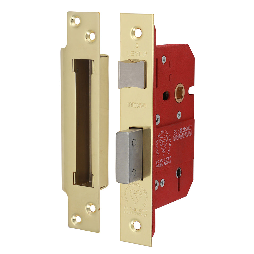 5 Lever British Standard CE Sashlock - Electro Brass - 66 case / 45 backset - Box of 1