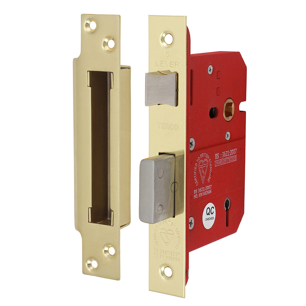 5 Lever British Standard CE Sashlock - Electro Brass - 78 case / 57 backset - Box of 1
