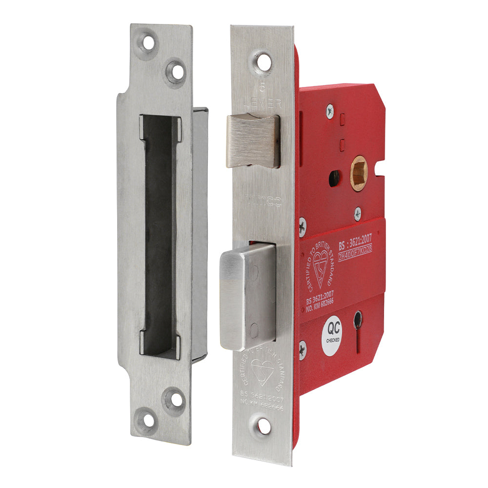 5 Lever British Standard CE Sashlock - Stainless Steel - Satin - 78 case / 57 backset - Box of 1