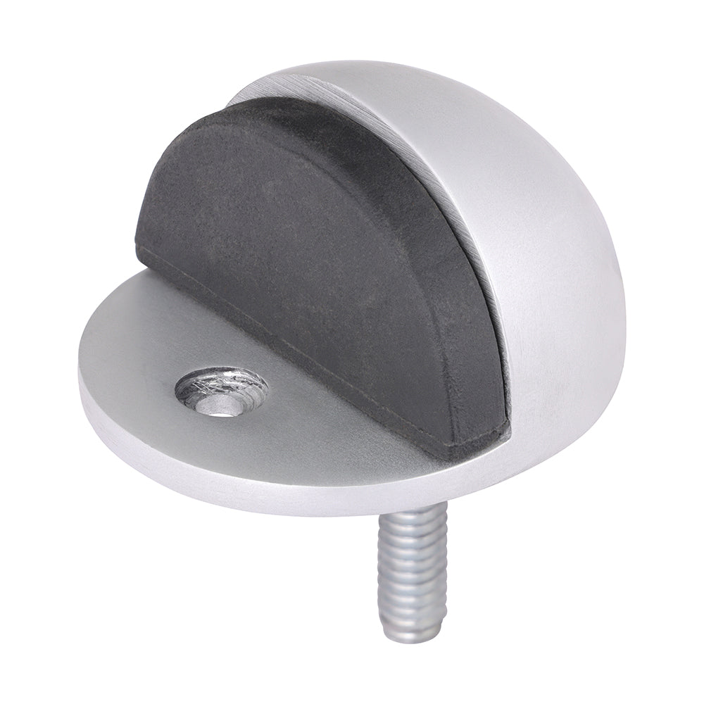 Oval Door Stop - Satin Anodised Aluminium - 50mm - Bag of 1