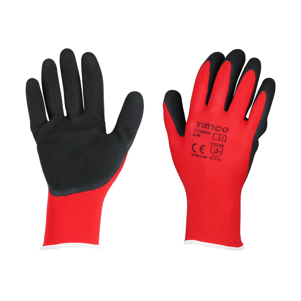 Toughlight Grip Gloves - Sandy Latex Coated Polyester - Large - Backing Card of 1