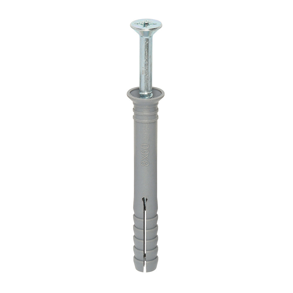 Nylon Hammer Fixing - PZ - Zinc - 8.0 x 60 - Box of 100