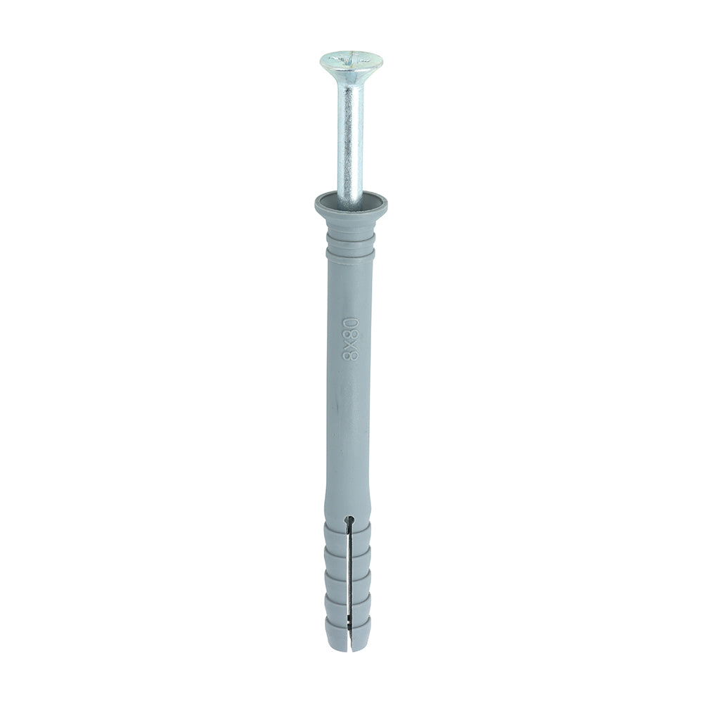 Nylon Hammer Fixing - PZ - Zinc - 8.0 x 80 - Box of 100
