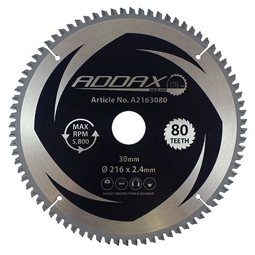 '-5° Circular Saw Blade - 216 x 30 x 80T - Clamshell of 1