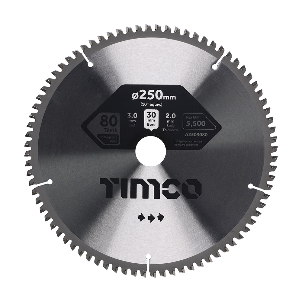 '-5° Circular Saw Blade - 250 x 30 x 80T - Clamshell of 1