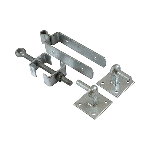 Adjustable Hinge Set With Hook On Plate - Hot Dipped Galvanised - 300mm - Plain Bag of 1