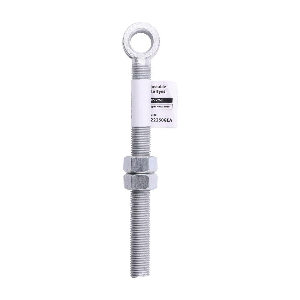 Adjustable Gate Eye with Nuts - Hot Dipped Galvanised - M22 x 250 - Unit of 1