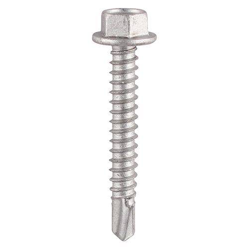 Metal Construction Light Section Screws - Hex - Self-Drilling - Bi-Metal - Exterior - Silver Organic - 5.5 x 100 - Box of 100