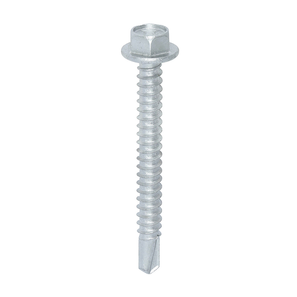 Metal Construction Light Section Screws - Hex - Self-Drilling - Exterior - Silver Organic - 5.5 x 50 - Box of 100