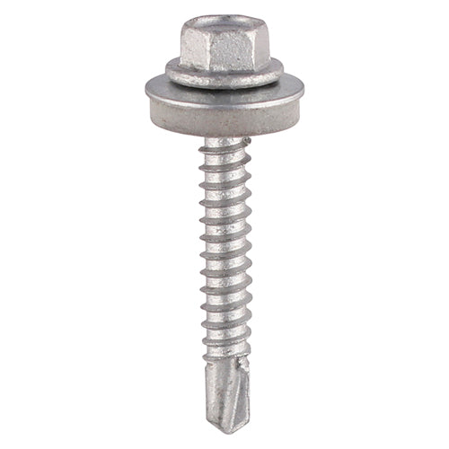 Metal Construction Light Section Screws - Hex - EPDM Washer - Self-Drilling - Exterior - Silver Organic - 5.5 x 50 - TIMbag of 85
