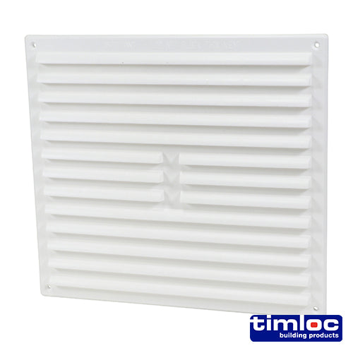 Timloc Internal Plastic Louvre Grille Vent with Flyscreen - White - 1212WF - 260 x 235 - Bag of 1