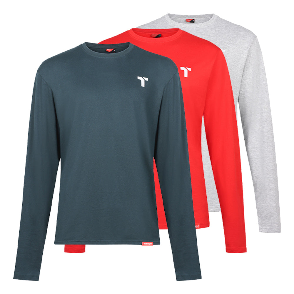 Long Sleeve Trade T-Shirt Pack - Large (Grey/Red/Green) - Bag of 3
