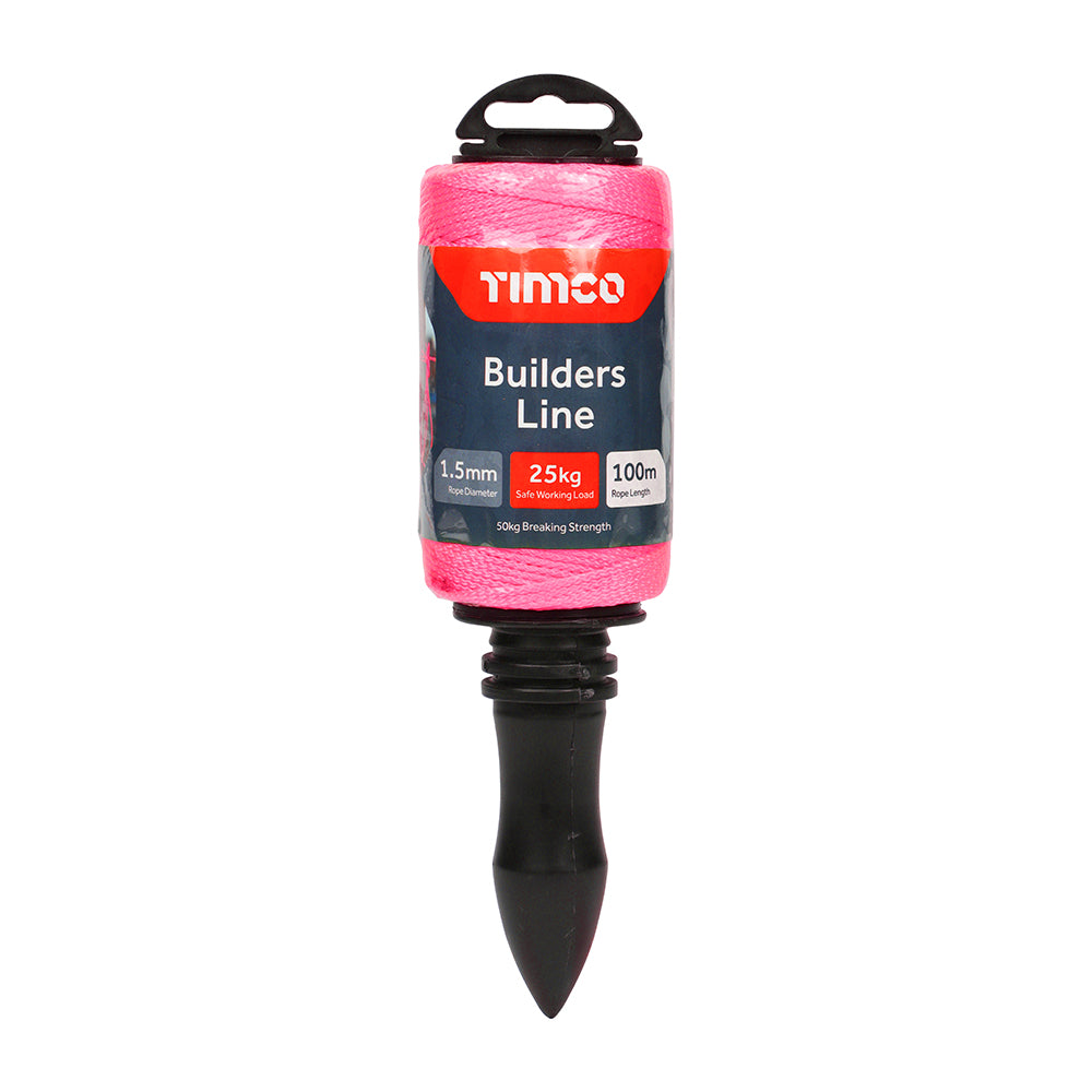 Builders Line - Pink - Winder - 1.5mm x 100m - Unit of 1