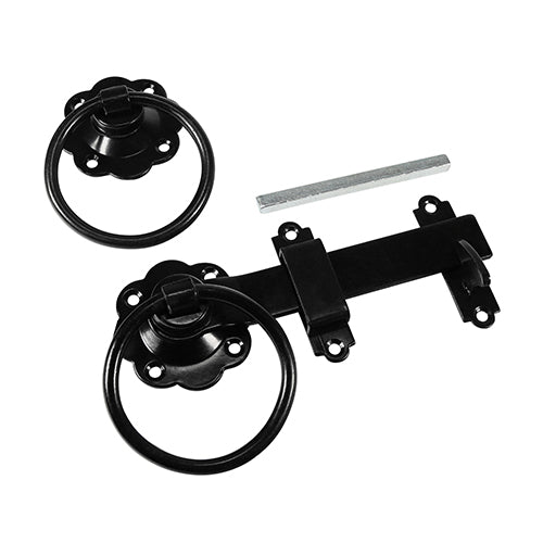 Ring Gate Latch - Plain - Black - 6" - Plain Bag of 1