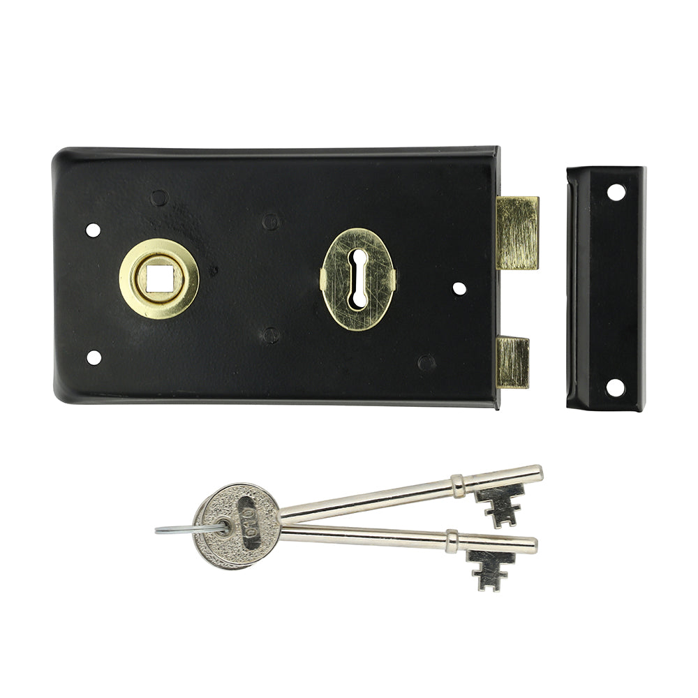 Narrow Rim Sashlock Reverse Bolt - Epoxy Black - 140 x 76 - Bag of 1