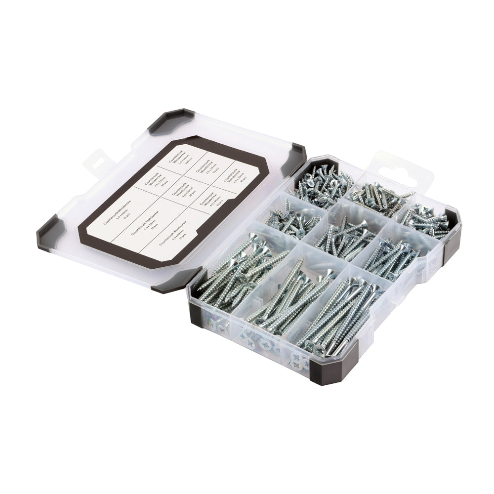 Mixed Tray – Woodscrews - Zinc - Tray of 340