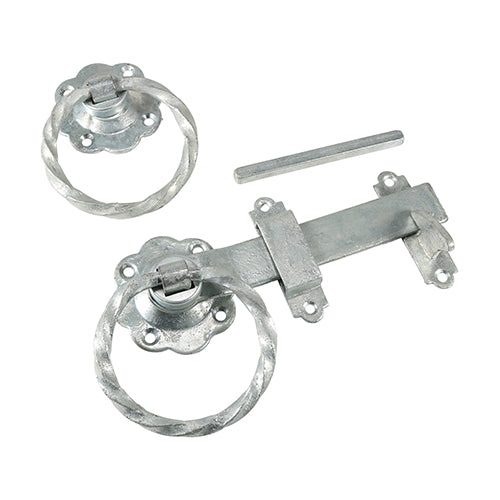 Ring Gate Latch - Twisted - Hot Dipped Galvanised - 6" - Plain Bag of 1