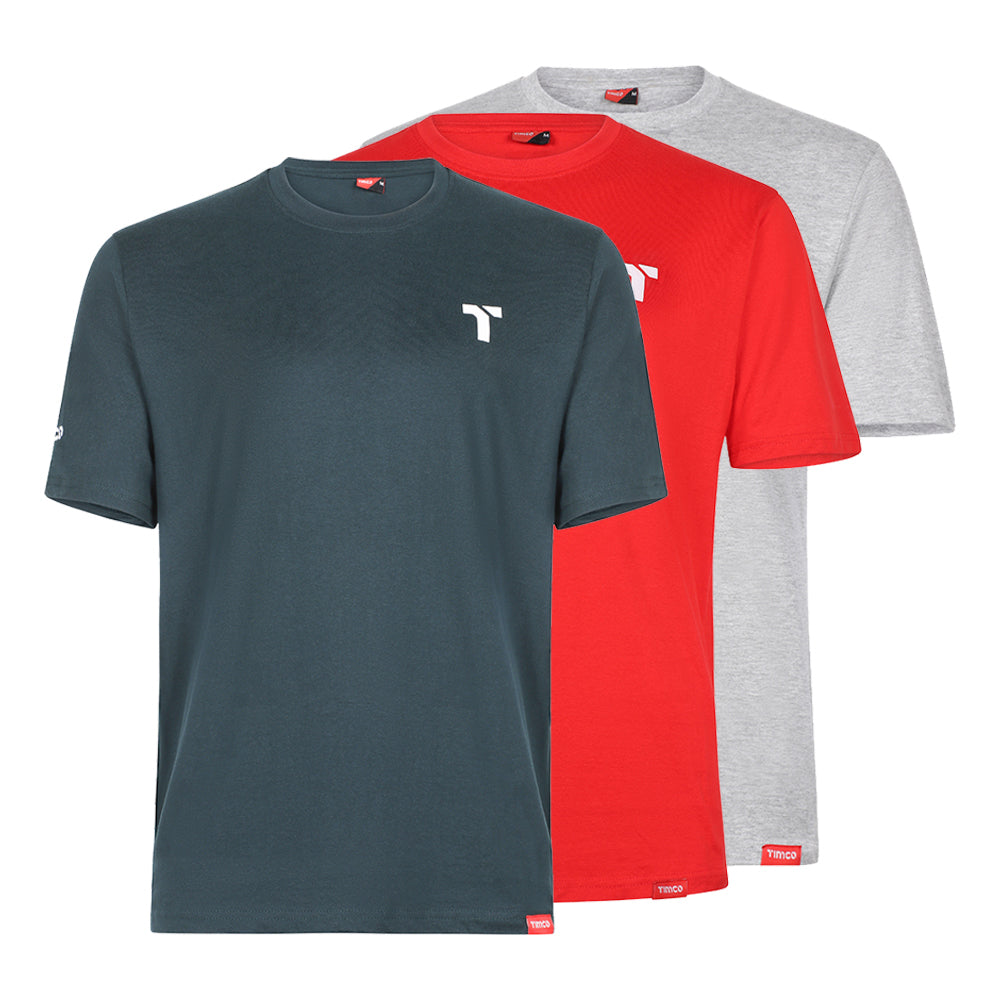 Short Sleeve Trade T-Shirt Pack - Medium (Grey/Red/Green) - Bag of 3