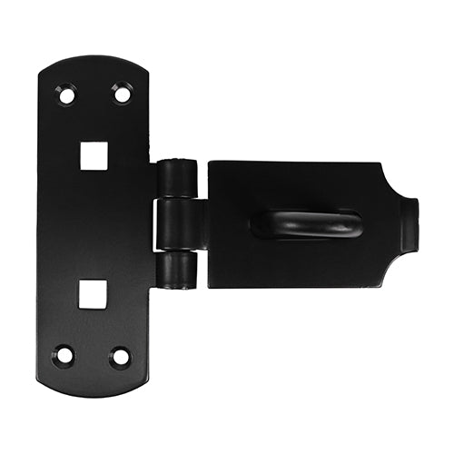 Vertical Pattern Bolt On Hasp & Staple - Heavy Duty - Black - 6" - Plain Bag of 1
