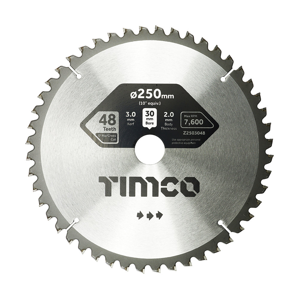 0° Mitre Saw Blade - 250 x 30 x 48T - Clamshell of 1