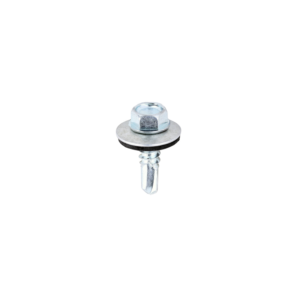 Metal Construction Light Section Screws - Hex - EPDM Washer - Self-Drilling - Zinc - 5.5 x 19 - Bag of 100